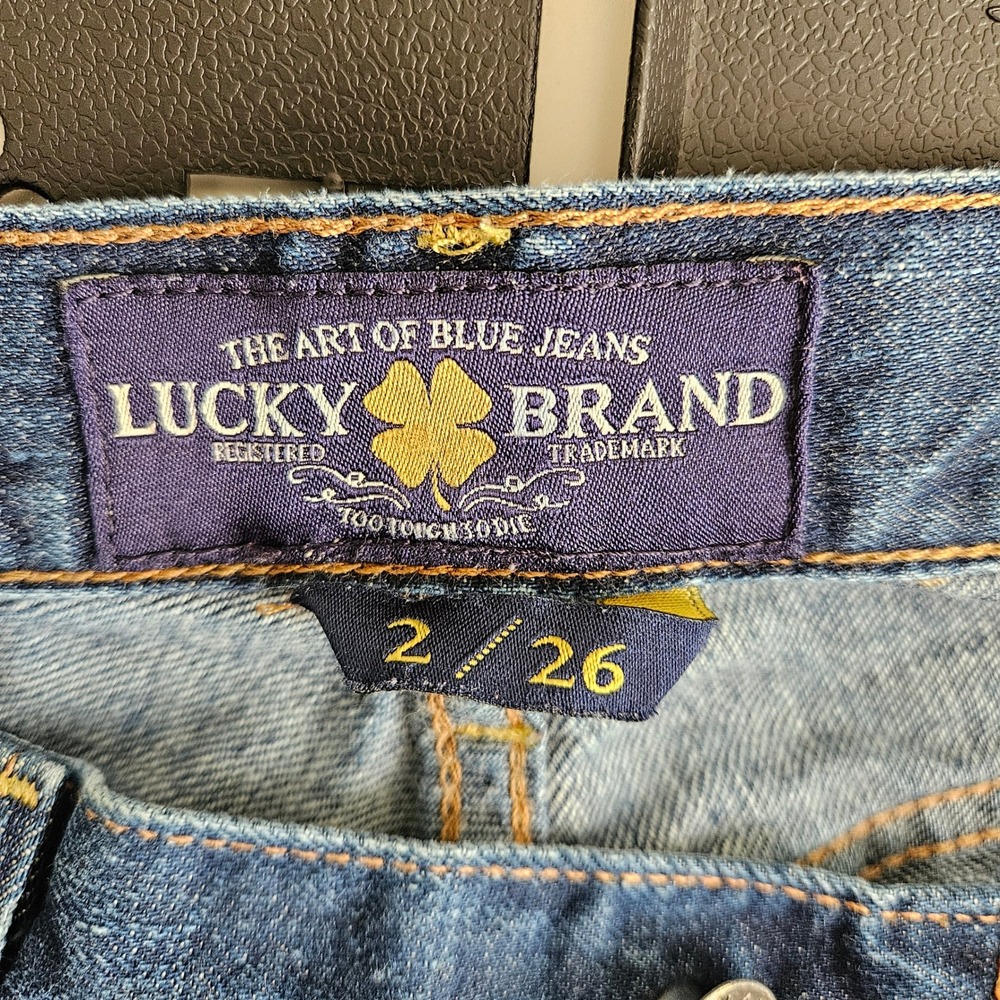 Lucky Brand Porkchop Ankle Crop Jeans Womens 2/26 Blue Good Distressed - Picture 3 of 16
